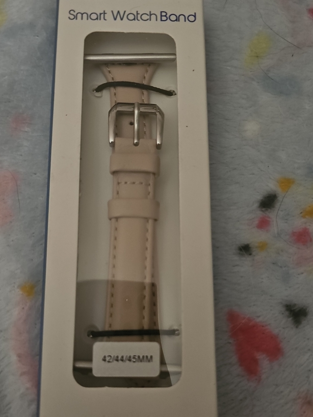 Smart Watch Band - Beige Leather Strap for 42/44/45mm